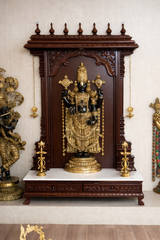 Lord Venkateswara (Tirupati Balaji) Brass Idol with Handcrafted Wooden Temple Mantap – 6 Ft