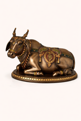 Nandi Brass Idol – Handcrafted Sacred Bull Statue for Home & Temple Décor
