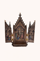 Jesus Christ Crucifix Brass Shrine – 8 Inch Handcrafted Christian Altar