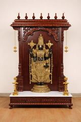 Lord Venkateswara (Tirupati Balaji) Idol with Handcrafted Wooden Temple Mantap – 6 Ft