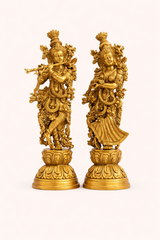 Radha Krishna Brass Idol Set – Handcrafted Divine Couple Statue